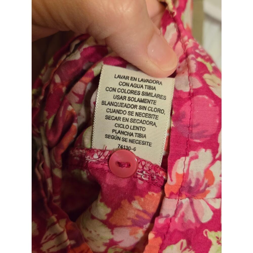St. John’s Bay Pink Floral Short Sleeve Tie Neck Pullover Blouse - Size XL EUC - Picture 4 of 10